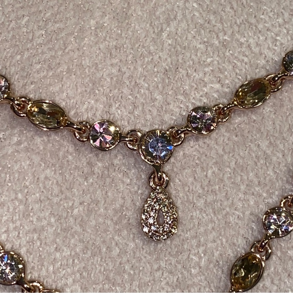 Givenchy rose gold tone with champagne Swarovski crystal necklace - Picture 8 of 16